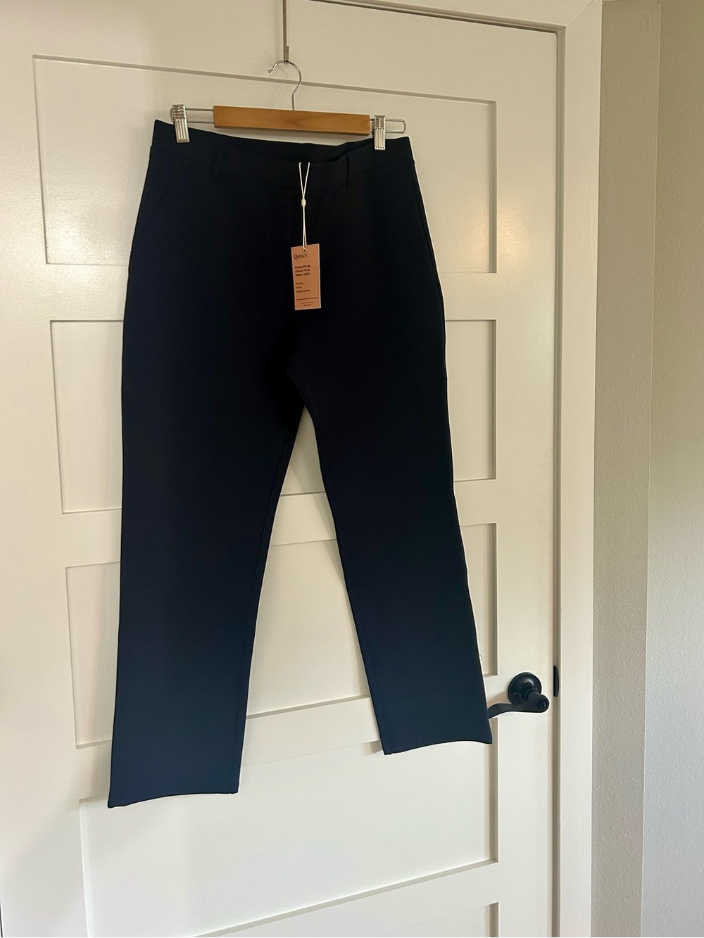 Quince Ultra Stretch Ponte Straight-Leg Petite Pants Navy